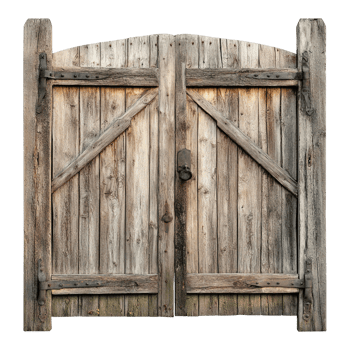 Rustic Wooden Gate with Weathered Appearance png