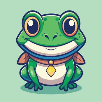 a cartoon frog with a bow tie and a green shirt vector