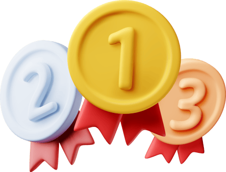 3d set of medals with red ribbons. png