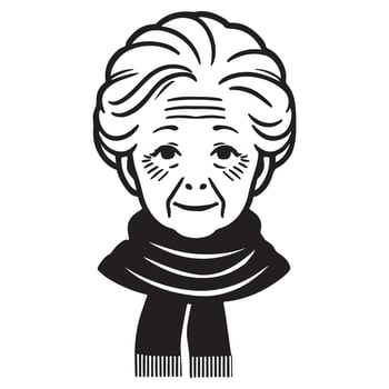 Illustration of a Sweet Elderly Woman Wearing a Scarf vector