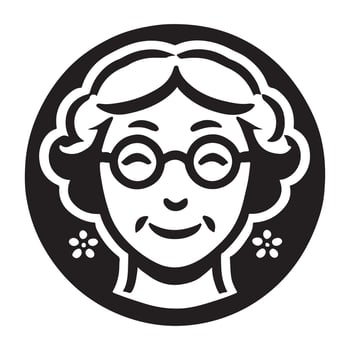 Charming Silhouette Illustration of an Elderly Woman with Glasses vector