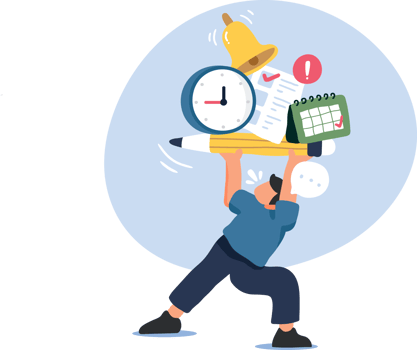 Multi tasking and Task Management with Clock and Envelope Illustration. png