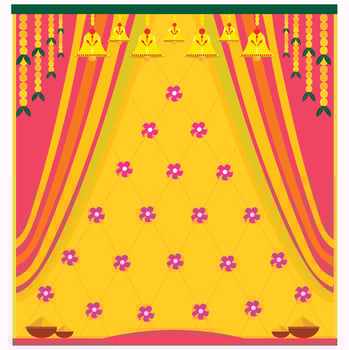 Indian wedding Haldi ceremony decorative background vector