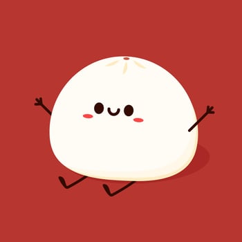 Chinese Steam Bun illustration . Asian food illustration. Baozi or bao is Chinese food. vector