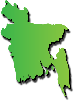 Bangladesh map with green gradient colour 3d illustration png