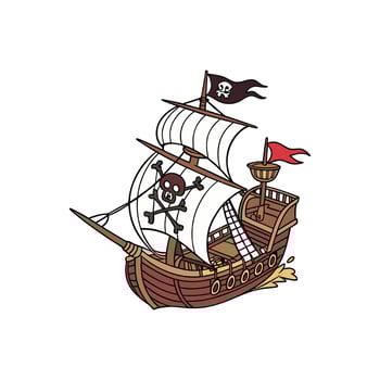 Pirate ship illustration vector