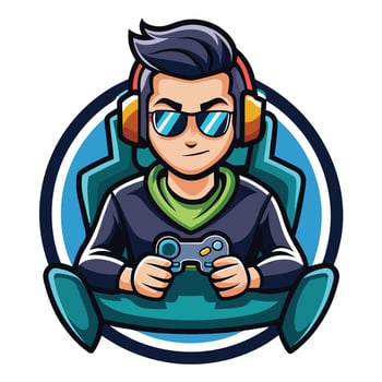 gamer avatar with headphones and controller vector