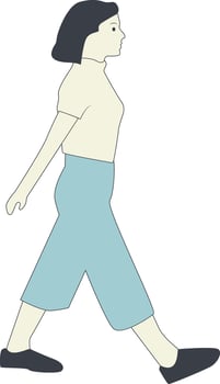 Hand Drawn Woman Walking with Casual Clothes vector