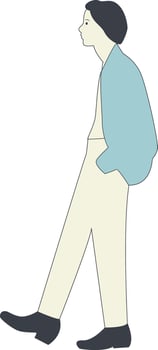 Hand Drawn Male Walking Illustration in Flat Design vector