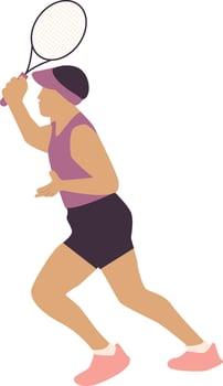 Male Player Tennis Illustration with Purple Sportswear vector