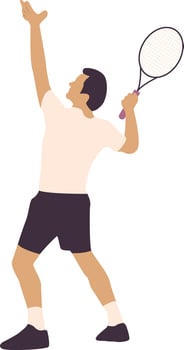 Man Player Tennis Illustration with White Sportswear vector
