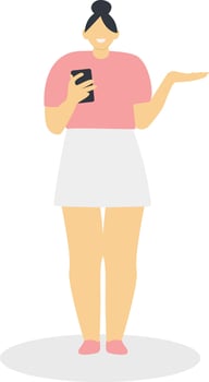Girl Carrying Smartphone in Pink Clothes vector