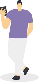 Male Carrying Smartphone in Flat Design vector
