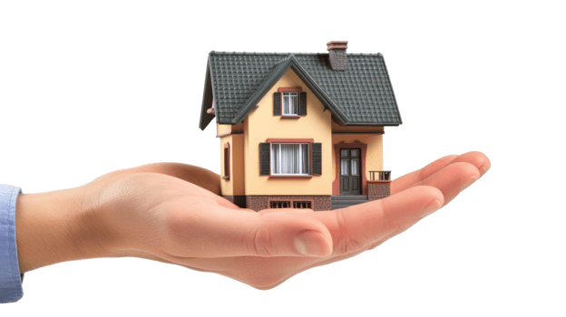 Hand holding a house isolated on transparent background png