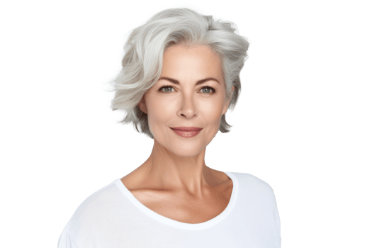 a woman with gray hair on a white background png