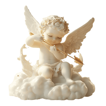 Cupid Angel Statue with Bow and Arrow on Transparent Background png