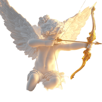 Cupid Angel Holding an Arrow in the Air on Transparent Background png