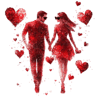 Valentine's Day Couple Is Waliking on Transparent Background png