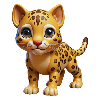 A cartoon leopard with big eyes and a big nose png