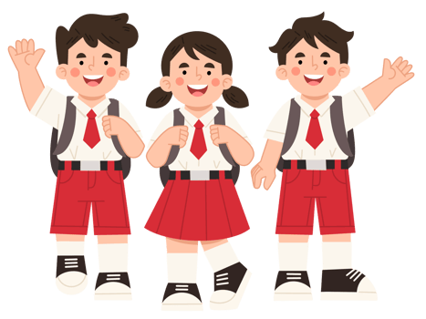 Illustration of school students in uniform png