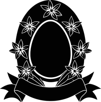 Easter egg with flowers and ribbon vector