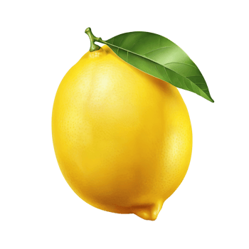 Lemon with leaf isolated on transparent background png