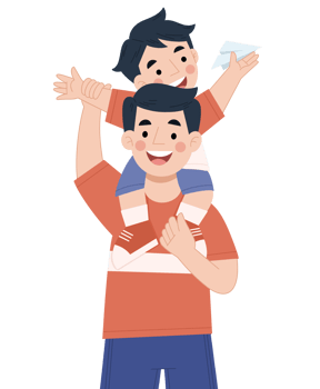 Illustration of father holding happy son png