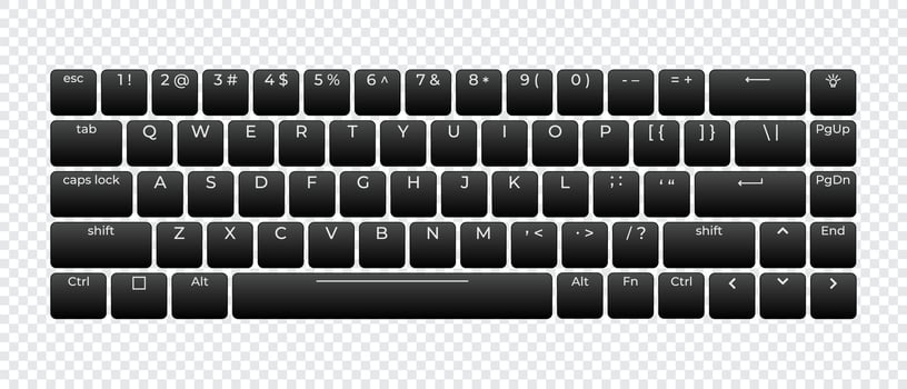 Computer keyboard button layout template with letters for graphic use. Modern computer keyboard vector