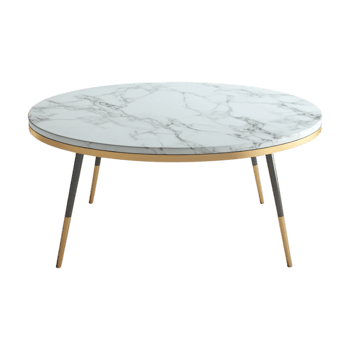 Marble Top Dining Table with Gold Base on Transparent png