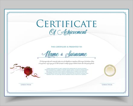 Blue Certificate or diploma retro design template stock illustration vector