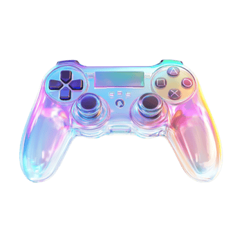 A game controller with a rainbow colored plastic png