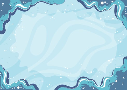 blue sea water frame background vector
