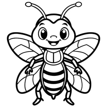 coloring pages for kids with a bee vector