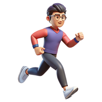 A cartoon man in glasses running png