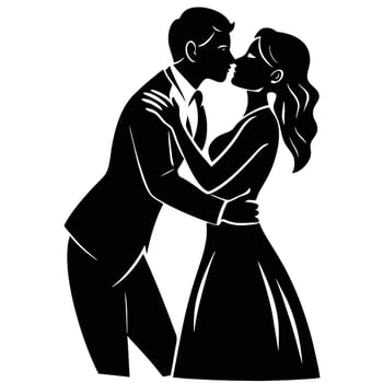 Couple Kissing Silhouette Isolated on White Background vector
