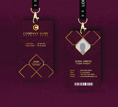 luxury modern id card template, creative vertical business card template with gold color vector
