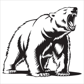 Fierce Arctic Bear in Silhouette vector