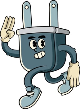 Earth Day Save Energy Cartoon Character Mascot in Retro 70s Illustration vector