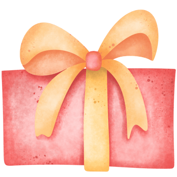 Watercolor christmas box , festive gifts , red gift box with yellow ribbon png