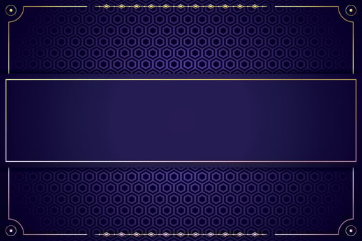 Luxury purple gradient background with geometric pattern and blank space for text. Template for design in purple and golden colors vector