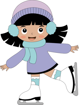 Cute girl is playing ice skating, ice staking png