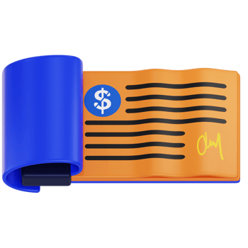 Cheque 3d icon. Payment icon 3d rendering png