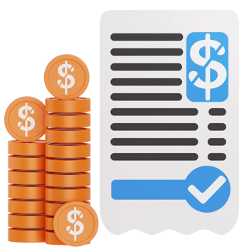 Receipt 3d icon. Payment icon 3d rendering png