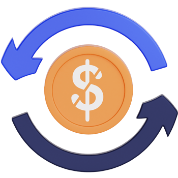 Refund 3d icon. Payment icon 3d rendering png