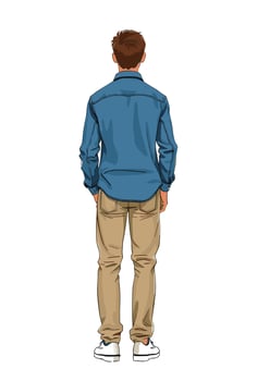 A man in a blue shirt and khaki pants vector