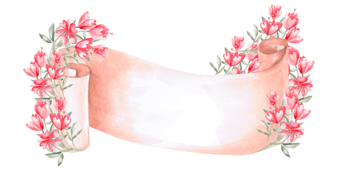 Unrolled scroll with bouquets of flowers. Isolated watercolor illustration for design of gift products for Valentine's Day, printing on posters, clothes, fabric, decoration of children's rooms. png