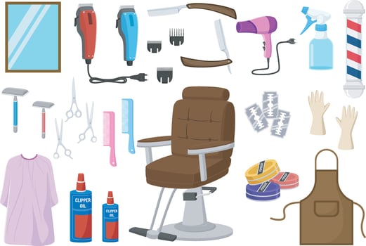 Set of hairdresser equipment on white background vector