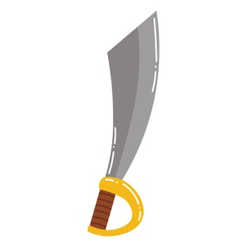 Cartoon pirate sword in flat style. Pirate saber for attacking other ships. vector