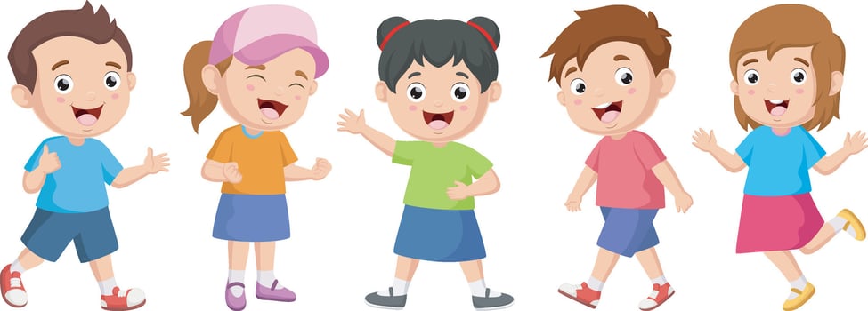 Set of cute happy kids cartoon vector