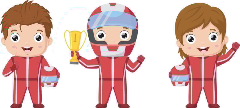 Set of racing car kid on a white background vector